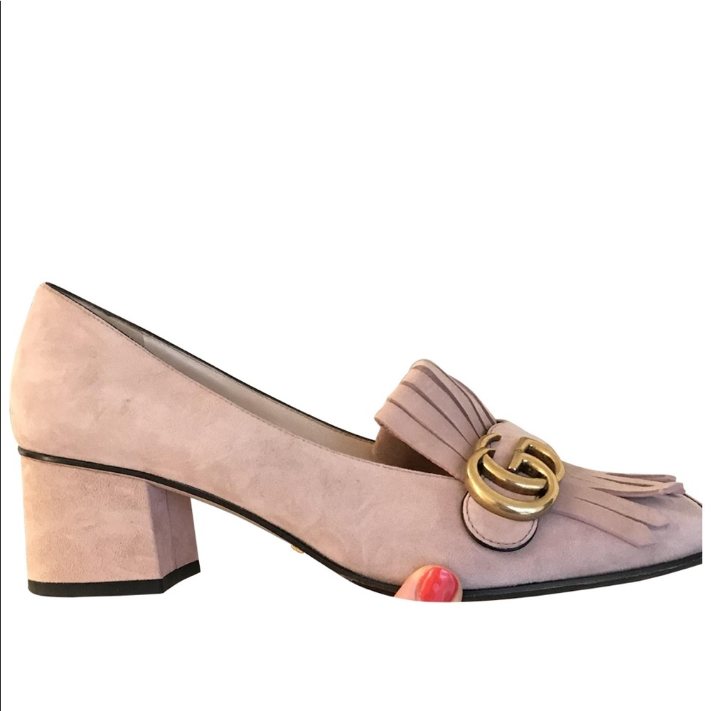 Gucci Marmont heels in poudre pink
